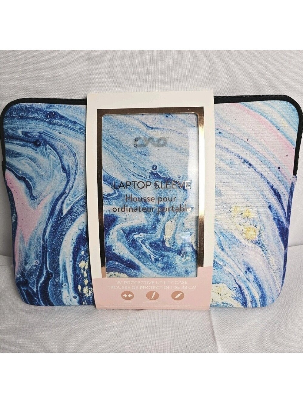 CYLO 15 Inch Laptop Sleeve Blue Pink Marble Slim Protective Utility Case New